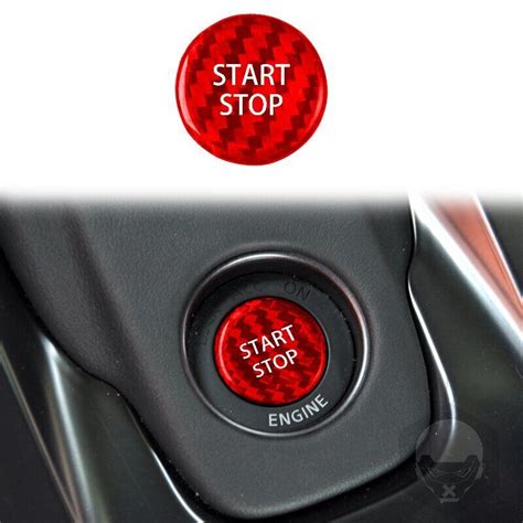 Red Carbon Fiber Engine Start Stop Button Cover Trim For Nissan Gtr R