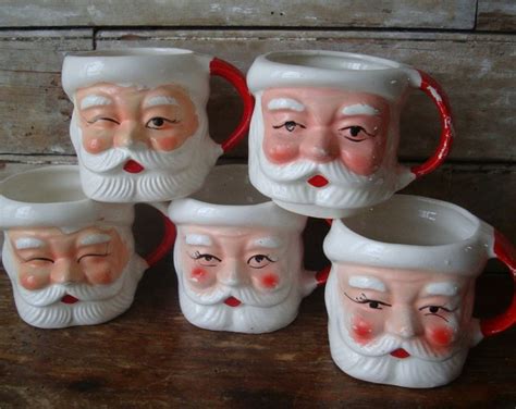 Vintage Santa Mugs 1 Of 2 Etsy