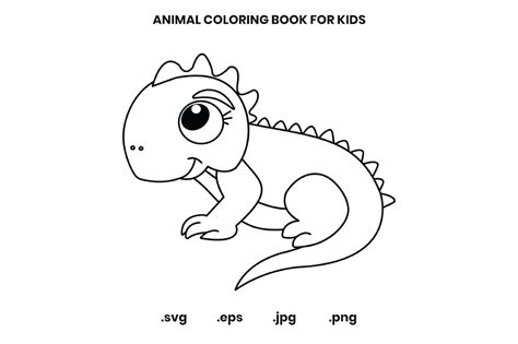 Iguana Coloring Book Page for Kids Graphic by doridodesign · Creative ...