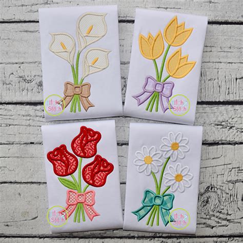 Flower Bouquet Applique Design Set The Itch Stitch