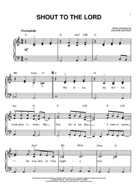 Shout To The Lord" Sheet Music by Carman for Easy Piano - Sheet Music Now