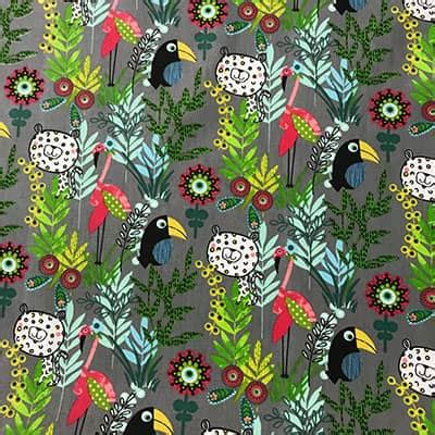 Tissu Coton Imprim Jungle Toucan La Grange Aux Tissus