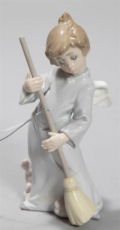 Lot Lladro Figurine Featuring An Angel With A Broom Height