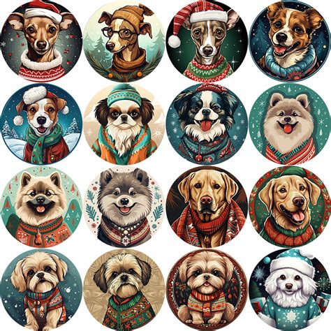 110 Dog Breeds Wearing Sweater Christmas Ornament Bundle PNG Sublimation Design, Transparent ...