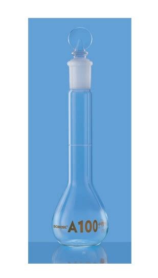 Borosil Volumetric Flask Class A Wide Mouth Clear With Individual