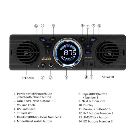 Autoradio Universel Av B Din Lecteur Audio Mp Haut Parleur