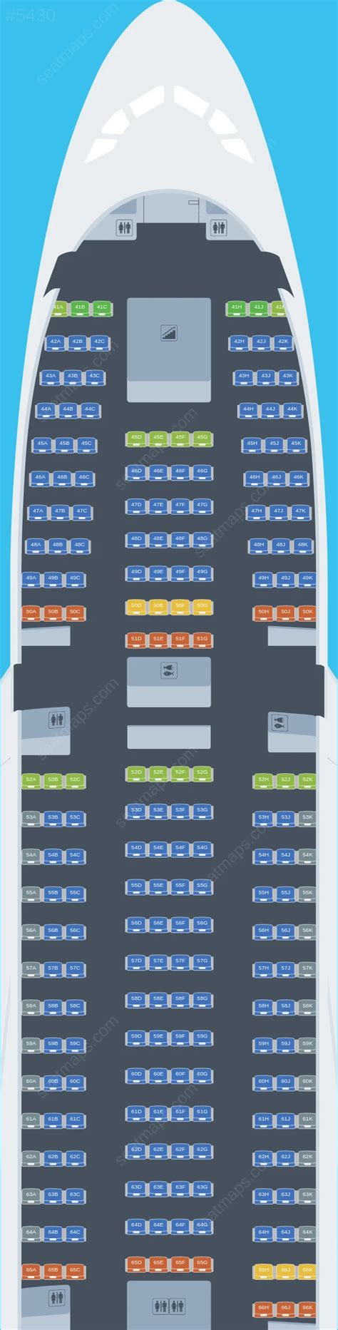 Seat map of Emirates Airbus A380 aircraft