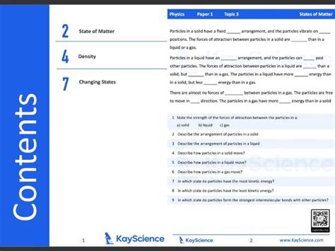 P Particle Model Of Matter Gcse Physics Kayscience Booklet