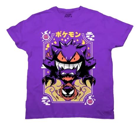 Playera Acid Pop Pokemon Gengar Evoluciones Ash Anime Cuotas sin interés