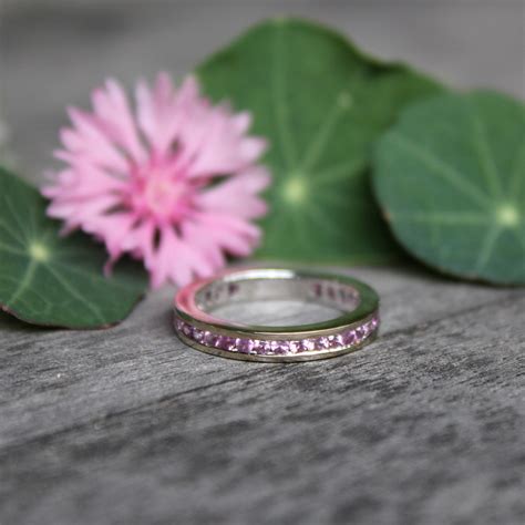 18K White Gold Pink Sapphire Eternity Band - Abracadabra Jewelry / Gem ...