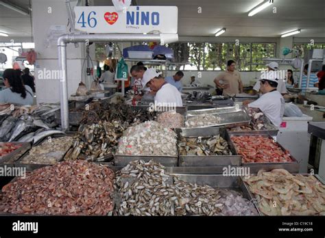 Panama City Panama Ancon Mercado De Mariscos Market Merchant Shopping