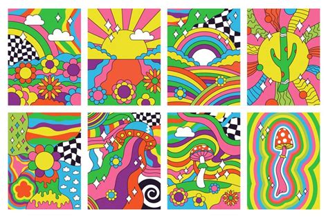 Groovy Retro Vibes S Hippie Style Psychedelic Art Posters