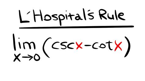 Limit Of Csc X Cot X As X Goes To 0 Via L Hospital S Rule YouTube