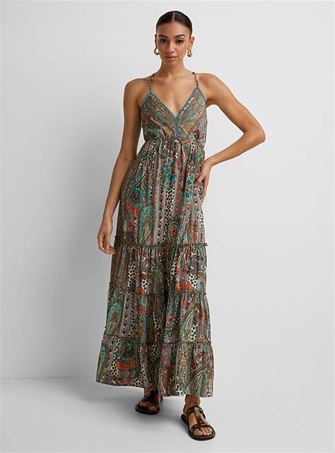 Floral Paisley Tiered Maxi Dress Icône Sundress Simons