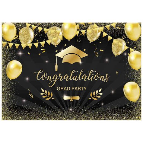 Buy Allenjoy 7x5ft Gold Black Congrats Grad Backdrop Class Of 2022 Academic Cap Diploma