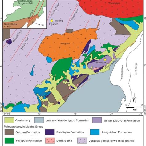 Simplified Tectonic Maps Of A Liaodong Peninsula Showing The Major