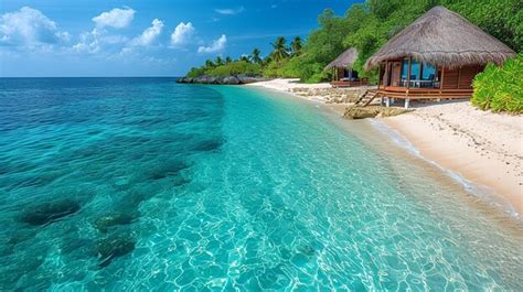 Premium Photo | Secluded beach in the Maldives with crystalclear water ...