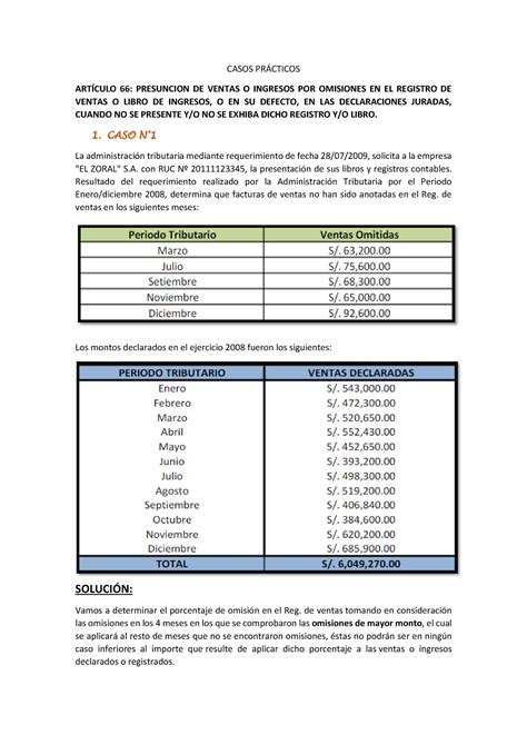 Idoc casos presunciones CASOS PRÁCTICOS ARTÍCULO 66 PRESUNCION DE