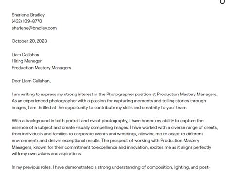 10 Photographer Cover Letter Examples With In Depth Guidance