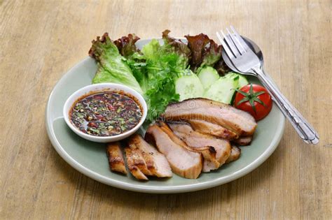 Kor Moo Yang Charcoal Grilled Pork Jowl Meat Thai Isan Cuisine