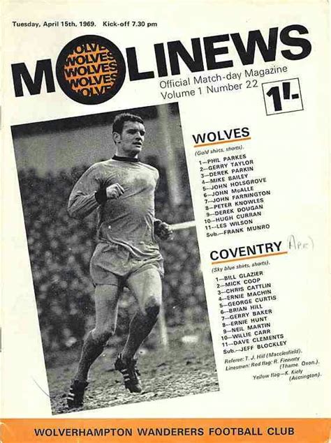 Wolves Coventry City In April At Molineux Programme Cover Div