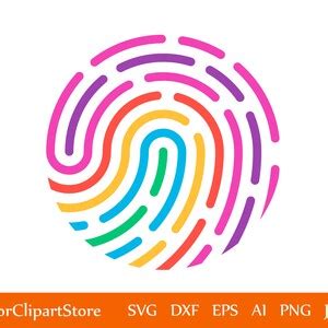 Fingerprint Colored SVG Thumbprint SVG DXF Thumb Print Svg