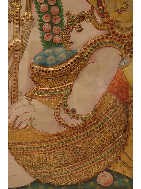 Butter Krishna Embossed Tanjore Painting Traditional Colors With 24