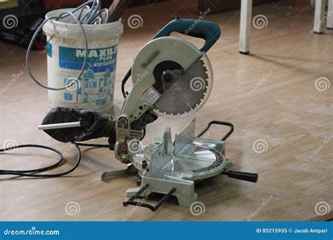 Chop Saw To Cut Wood On Site Editorial Image Image Of Construction