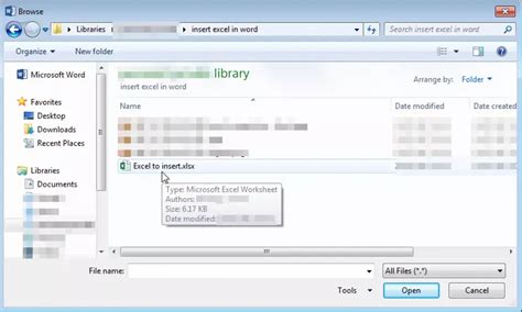 Insert Excel File Into Word