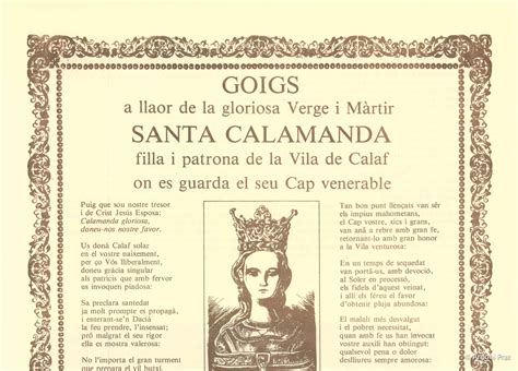 GOIGS a llaor de la gloriosa Verge i Màrtir Santa Calamanda any 1985