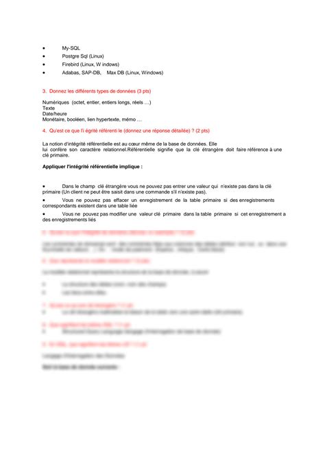 Solution Examen Corrige Sgbd Base De Donnees Sql Evaluation Sgbdr Sql