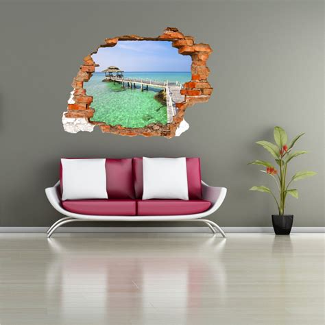 Sticker Trompe L Oeil D Mur D Chir Cabane Sur L Eau