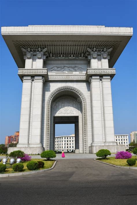 Pyongyang Coreia Norte Pyongyang Arco De Triumph Foto De Stock