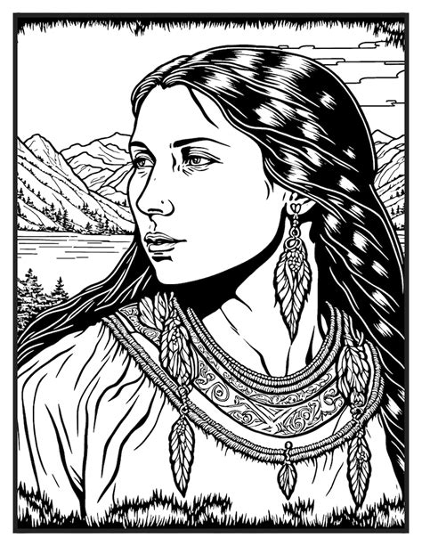 Native American Women Coloring Pages Etsy