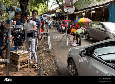 Film crew prepares to film a movie at Goregaon Film City complex, which ...