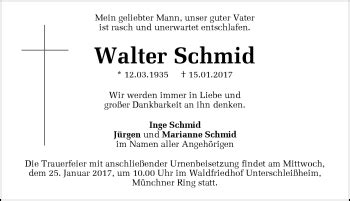 Traueranzeigen Von Walter Schmid Schwarzw Lder Bote Trauer