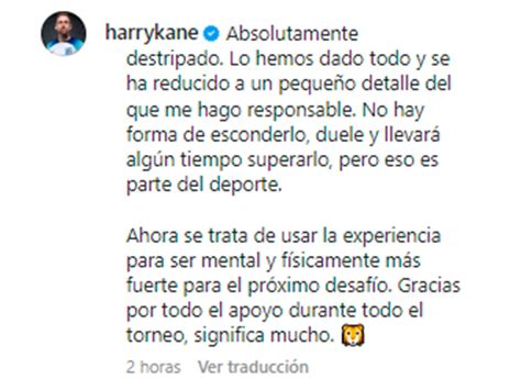 El Sentido Mensaje De Harry Kane Después De Errar El Penal Que Pudo