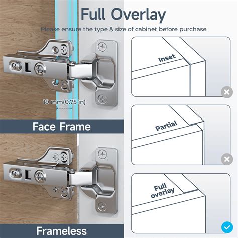 Snapklik Pack Full Overlay Soft Close Cabinet Hinges Face