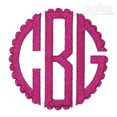 Scallop Circle Monogram Large Embroidery Font Embroidery Fonts