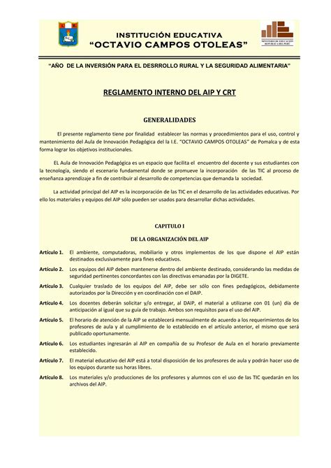 Reglamento Interno Aip Pdf