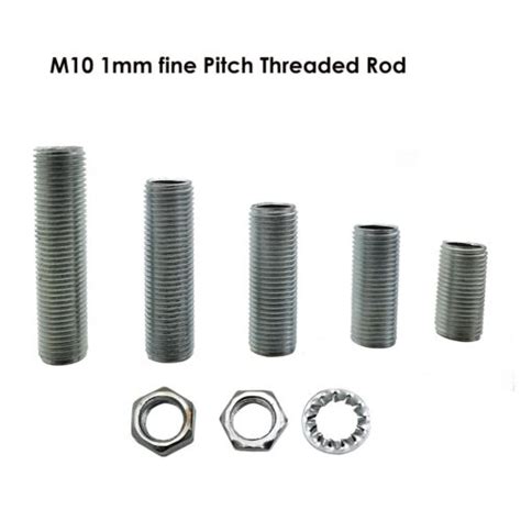 5x M10 1mm Fine Pitch Threaded Aluminum Rod Nipple Hollow Tube In