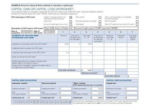 Capital Gain Or Capital Loss Worksheet Worksheets Library