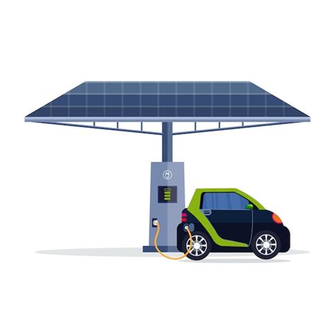 Laden Von Elektroautos An Einer Elektrischen Ladestation Mit Solarpanel