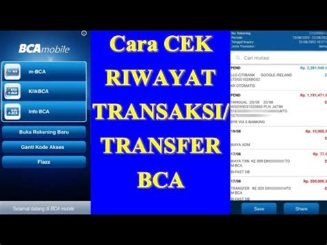 Cara Untuk Cek Riwayat Transaksi Di Mobile Banking Bca Youtube