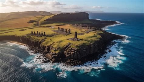 Majestuoso Acantilado Costero Y Paisaje Marino Al Atardecer Generado