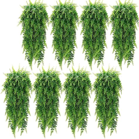 Lyrow 8 Pcs Artificial Hanging Plants 32 In Fake Hanging