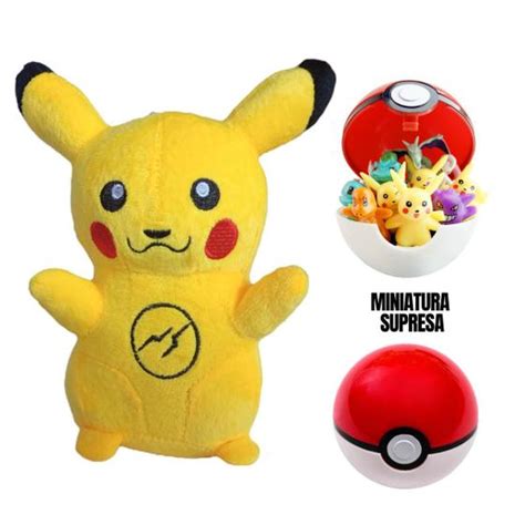 Boneco Pikachu Pokémon Pokebola Pelúcia Antialérgico Emporio