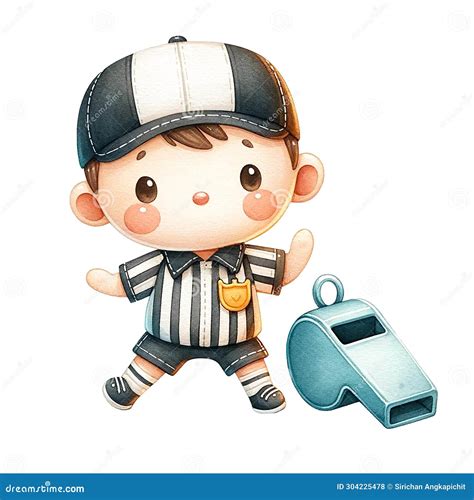 Whistle and Referee Watercolor Clipart. Ai Generate Stock Illustration ...