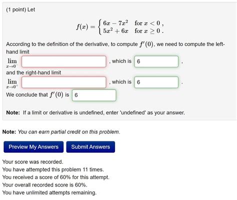 Solved 1 Point Let Fx 6x 702 For X