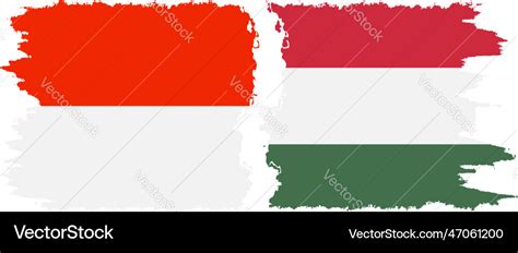 Hungary And Indonesia Grunge Flags Connection Vector Image